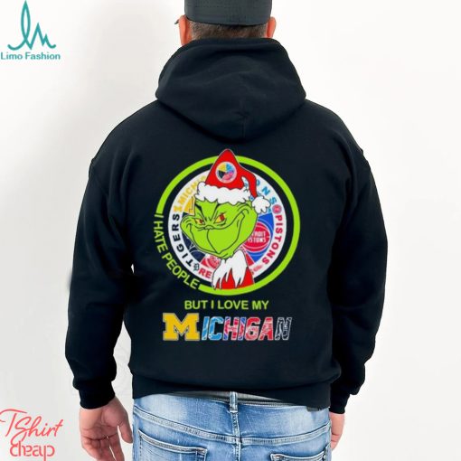 The Grinch I Hate People But I Love My Michigan Sports Teams Logo Tee Shirt