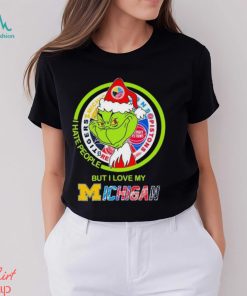 The Grinch I Hate People But I Love My Michigan Sports Teams Logo Tee Shirt
