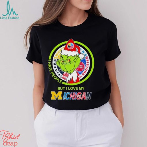 The Grinch I Hate People But I Love My Michigan Sports Teams Logo Tee Shirt
