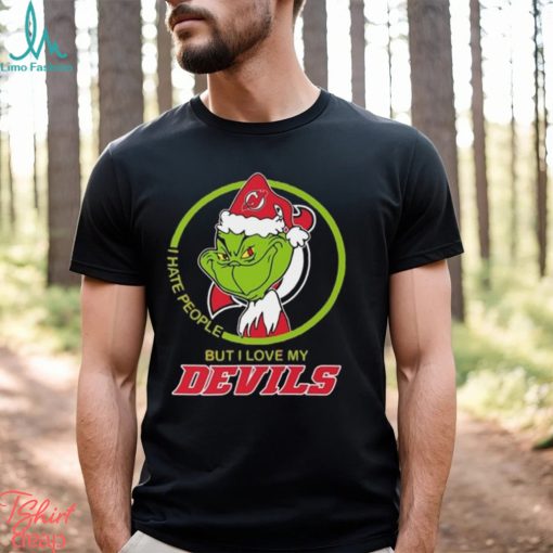 The Grinch I Hate People But I Love My New Jersey Devils Logo T Shirt