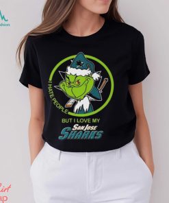 The Grinch I Hate People But I Love My San Jose Sharks Logo T Shirt