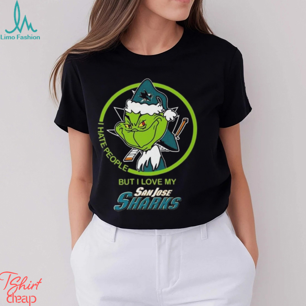 The Grinch I Hate People But I Love My San Jose Sharks Logo T Shirt The Grinch I Hate People But I Love My San Jose Sharks Logo T Shirt
