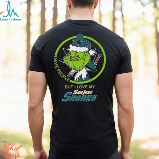 The Grinch I Hate People But I Love My San Jose Sharks Logo T Shirt