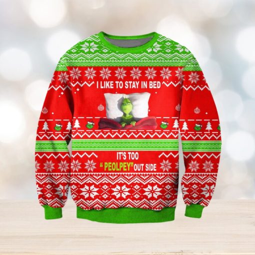 The Grinch I Like To Stay In Bed Ugly Christmas Sweater Perfect Holiday Gift