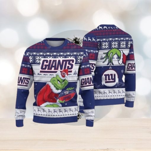 The Grinch New York Giants All Over Print 3D Ugly Christmas Sweater Xmas 3D Printed Christmas Sweater Gift