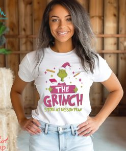 The Grinch Stole My Lesson Plan Shirt, Vintage Holiday Crewneck Sweatshirt