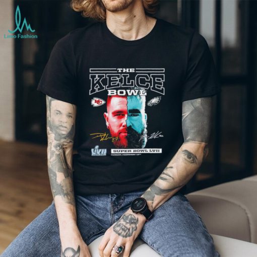 The Kelce Bowl Kansas City Chiefs vs. Philadelphia Eagles Travis Kelce vs Jason Kelce super bowl LVII signatures shirt