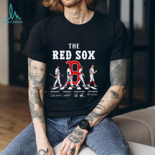 The Red Sox Ted Williams David Ortiz Pedro Martinez Jason Varitek signatures shirt