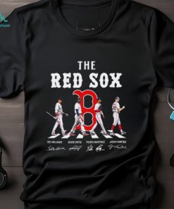 The Red Sox Ted Williams David Ortiz Pedro Martinez Jason Varitek signatures shirt