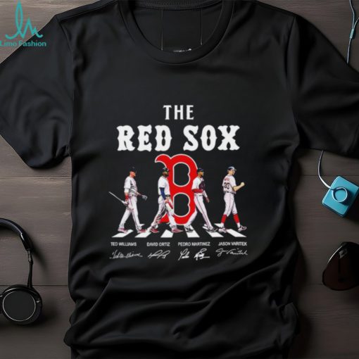 The Red Sox Ted Williams David Ortiz Pedro Martinez Jason Varitek signatures shirt