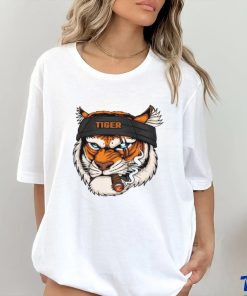 Tiger Head Wearing Bandana While Smoking Shirt