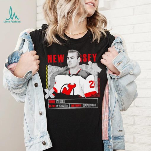 Timo Meier New Jersey Devils ice hockey player information paper shirt