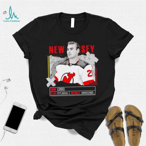 Timo Meier New Jersey Devils ice hockey player information paper shirt