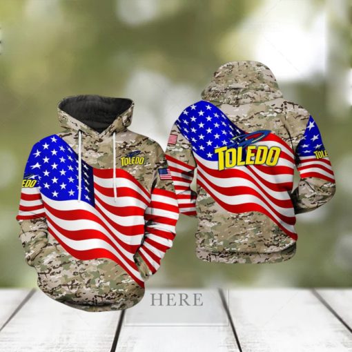 Toledo Rockets NCAA US Flag Camo Veteran 3D Printed Hoodie