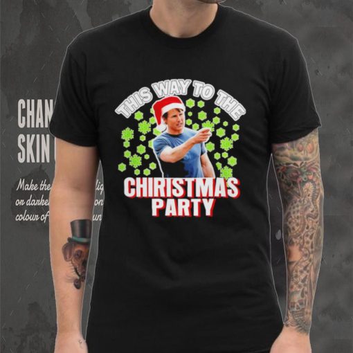 Tom Cruise this way to the Christmas party Santa hat funny shirt