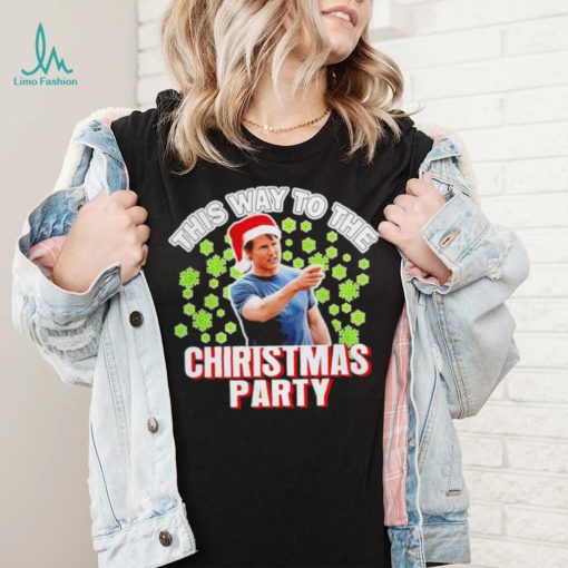 Tom Cruise this way to the Christmas party Santa hat funny shirt