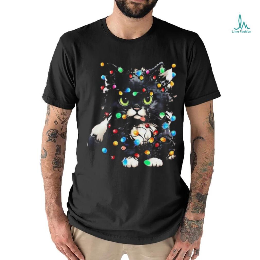 Top cute Cat and light christmas 2023 shirt Top cute Cat and light christmas 2023 shirt