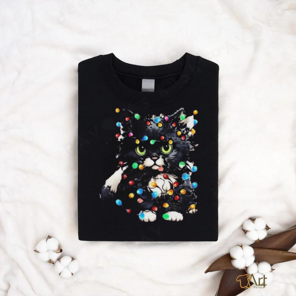 Top cute Cat and light christmas 2023 shirt Top cute Cat and light christmas 2023 shirt
