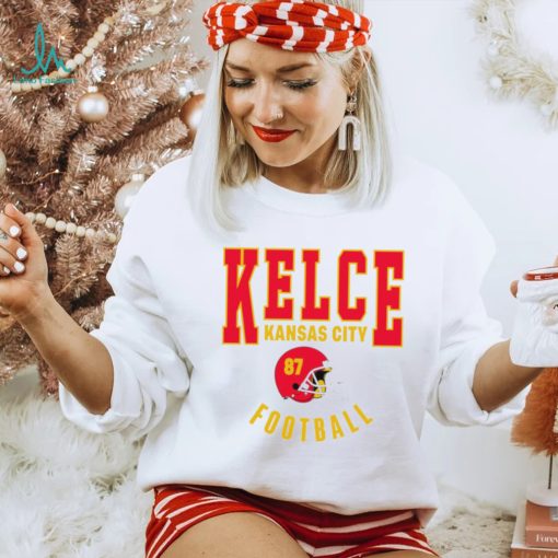 Travis Kelce Kansas City Chiefs football helmet logo retro shirt