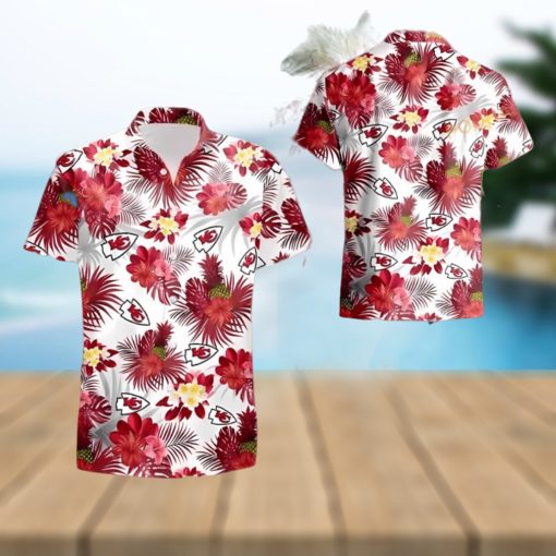 Tropical Flower Pattern On White Theme Hawaiian Shirt