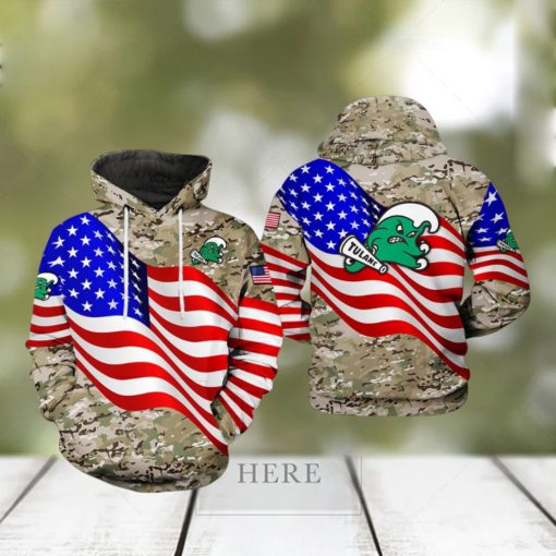 Tulane Green Wave NCAA US Flag Camo Veteran 3D Printed Hoodie