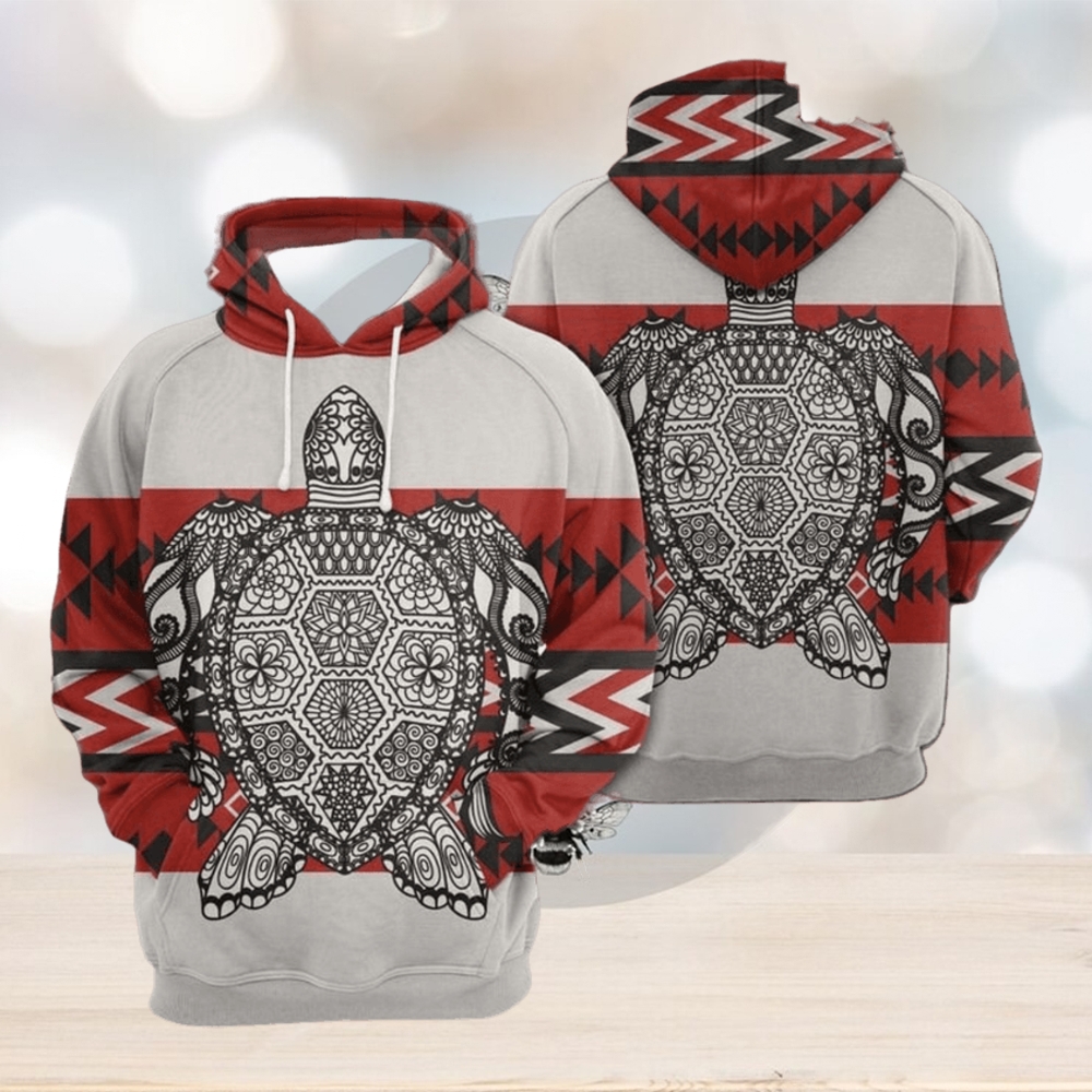 Turtle Zentangle Native Pattern 3D Printed Hoodie Turtle Zentangle Native Pattern 3D Printed Hoodie