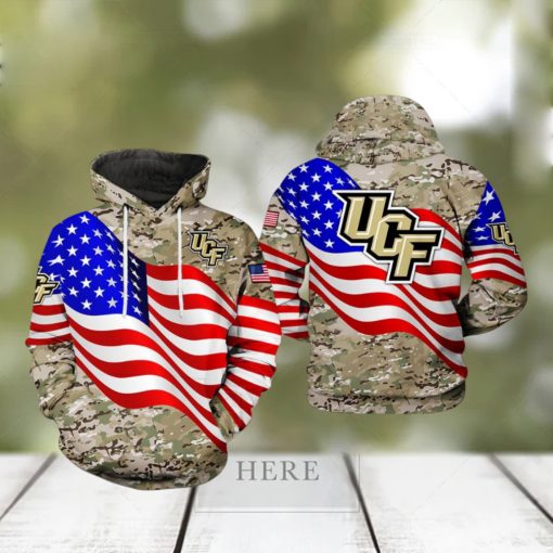 UCF Knights NCAA US Flag Camo Veteran 3D Printed Hoodie