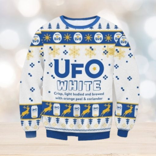 UFO White Beer Ugly Christmas Sweater, Xmas Sweatshirt Gifts