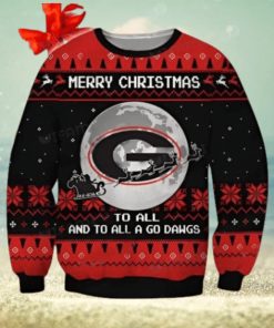 UGA Ugly Christmas Sweater Black To All A Go Dawgs Georgia Bulldogs Gift
