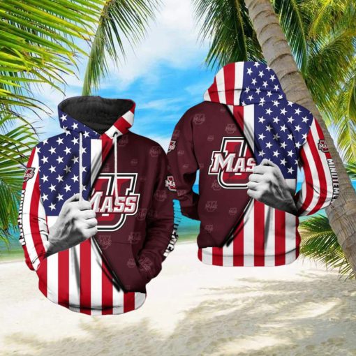 UMass Minutemen NCAA US Flag 3D Printed Hoodie