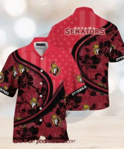 US Flag Design Custom Summer Aloha Shirt, Ottawa Senators NHL