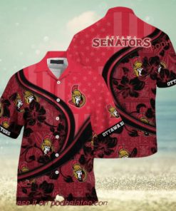 US Flag Design Custom Summer Aloha Shirt, Ottawa Senators NHL