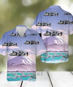 US Navy E 2C Hawkeyes Of VAW 115 Liberty Bells Flying By Mount Fuji, Japan Hawaiian Shirt Beach Lover Gift