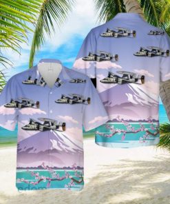 US Navy E 2C Hawkeyes Of VAW 115 Liberty Bells Flying By Mount Fuji, Japan Hawaiian Shirt Beach Lover Gift