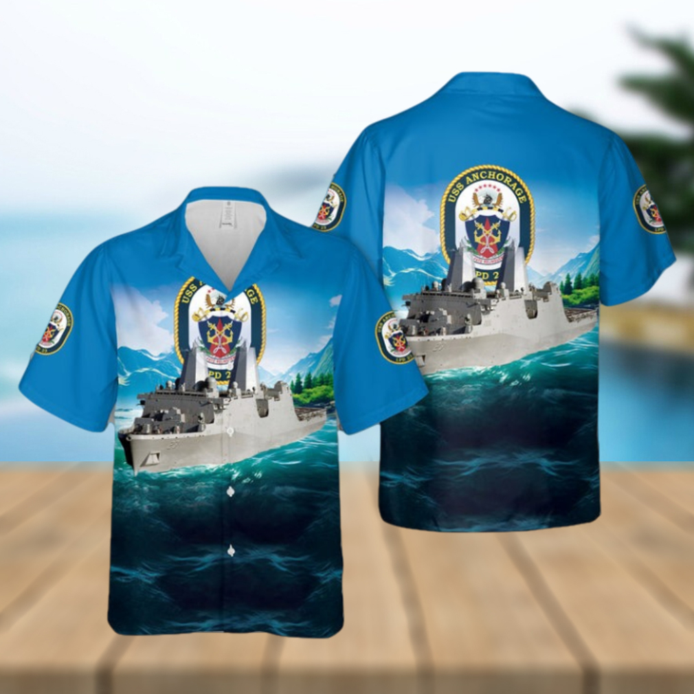 US Navy USS Anchorage (LPD 23) Hawaiian Shirt US Navy USS Anchorage (LPD 23) Hawaiian Shirt