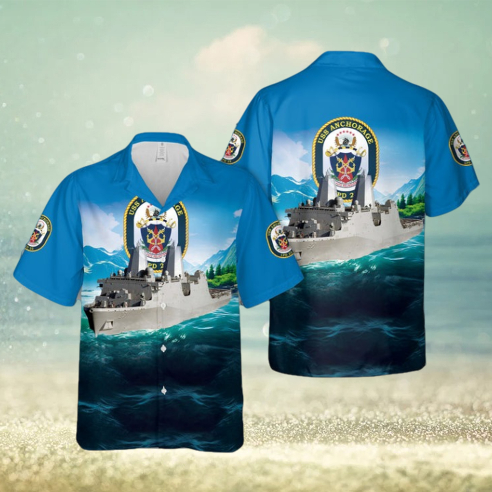 US Navy USS Anchorage (LPD 23) Hawaiian Shirt US Navy USS Anchorage (LPD 23) Hawaiian Shirt