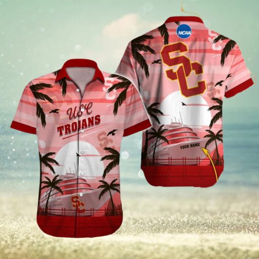 USC Trojans NCAA Hibiscus Custom Name Hawaiian Shirt Beach For Men Women Gift For Fans