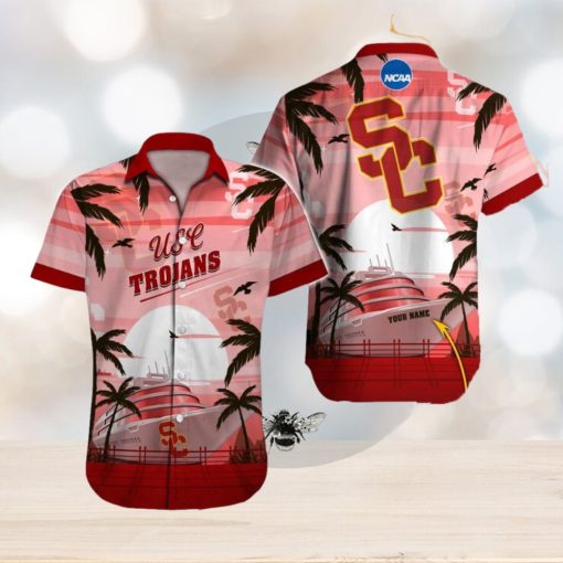 USC Trojans NCAA Hibiscus Custom Name Hawaiian Shirt Beach For Men Women Gift For Fans