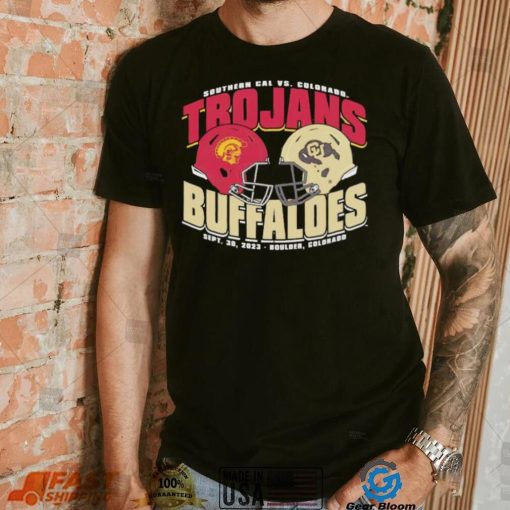 USC Trojans vs Colorado Buffaloes dueling helmet shirt