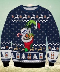 Ugly Grinch Christmas Sweater The Hand Miller Lite Beer 3D Ugly Christmas Sweater Xmas 3D Printed Christmas Sweater Gift