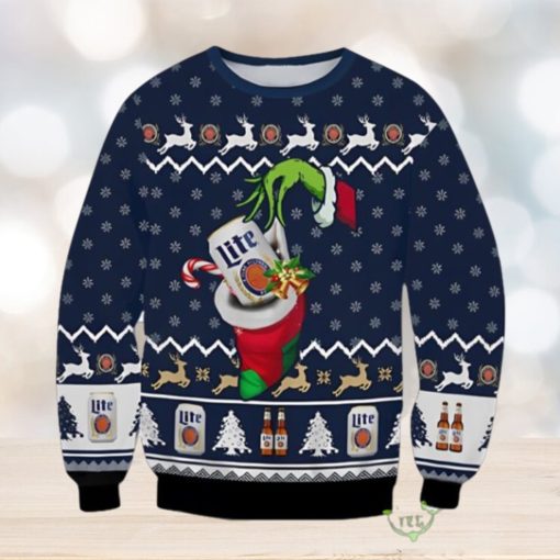 Ugly Grinch Christmas Sweater The Hand Miller Lite Beer 3D Ugly Christmas Sweater Xmas 3D Printed Christmas Sweater Gift