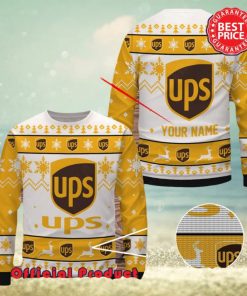 Ups Custom Name White Design Logo Snowflake Ugly Christmas Sweater