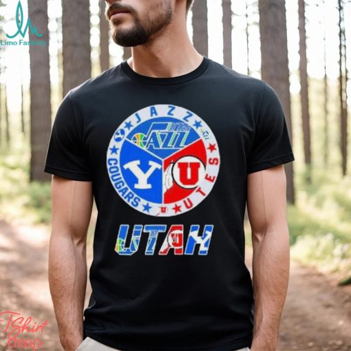 Utah Sports Teams, Utah Jazz, Utah Utes And Cougars T Shirt