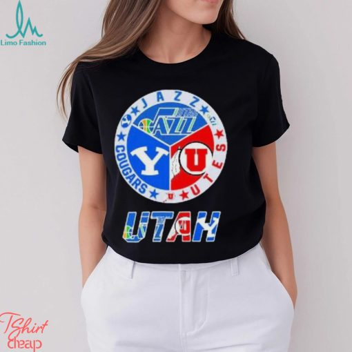 Utah Sports Teams, Utah Jazz, Utah Utes And Cougars T Shirt