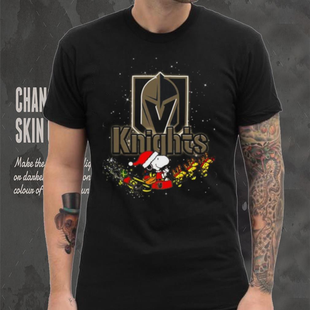 Vegas Golden Knights NHL Santa Snoopy and Woodstock Christmas T Shirt Vegas Golden Knights NHL Santa Snoopy and Woodstock Christmas T Shirt