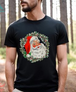 Vintage Santa Claus With Wreath Beautiful Christmas Design T Shirt, hoodie, sweater, long sleeve and tank top Vintage Santa Claus With Wreath Beautiful Christmas Design T Shirt