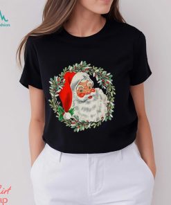 Vintage Santa Claus With Wreath Beautiful Christmas Design T Shirt, hoodie, sweater, long sleeve and tank top Vintage Santa Claus With Wreath Beautiful Christmas Design T Shirt