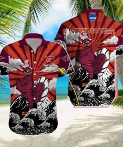 Virginia Tech Hokies NCAA Surf Custom Name Men And Women Sports Teams Hawaiian Shirt Gift