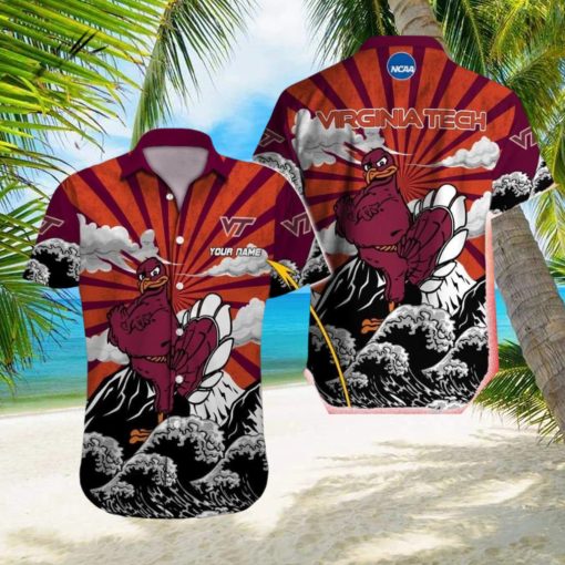 Virginia Tech Hokies NCAA Surf Custom Name Men And Women Sports Teams Hawaiian Shirt Gift