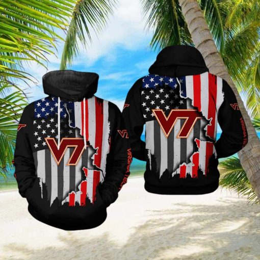 Virginia Tech Hokies NCAA US Flag 3D Printed Hoodie Ver 1